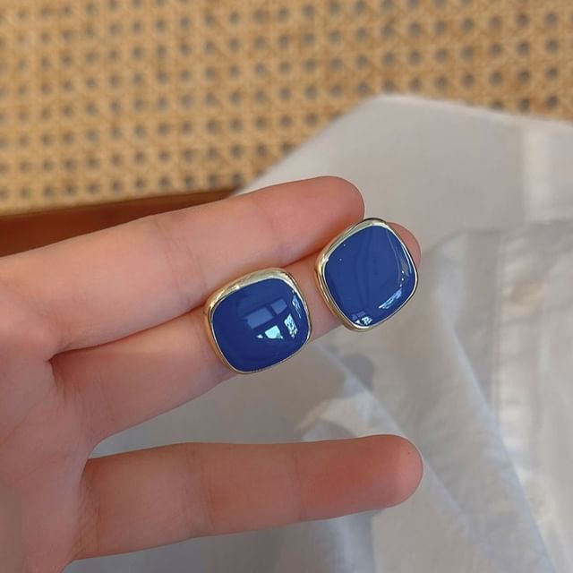 Earring 925 Square Silver Sterling Stud FashionChic