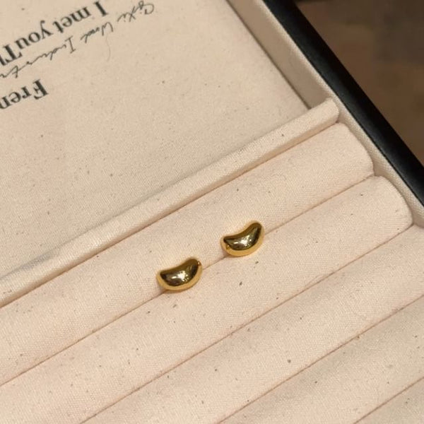 925 Silver Bean Earring Sterling Stud FashionChic