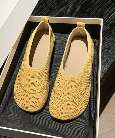 Mesh Loafers Splicing Comfy Yellow Penny Breathable FashionChic