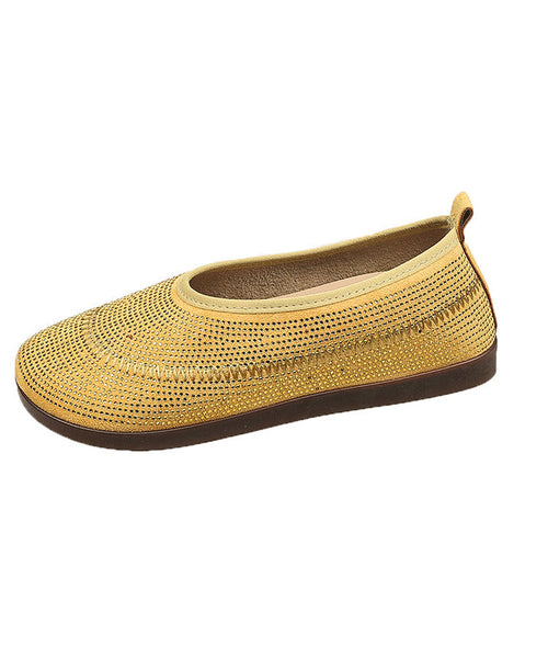 Mesh Loafers Splicing Comfy Yellow Penny Breathable FashionChic