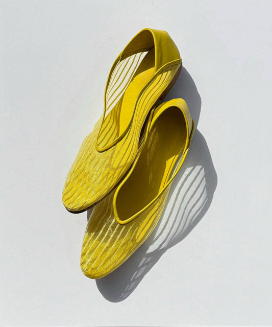 Yellow Women Shoes Mesh Breathable Feet Stylish Splicing Flat FashionChic