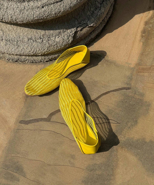 Yellow Women Shoes Mesh Breathable Feet Stylish Splicing Flat FashionChic