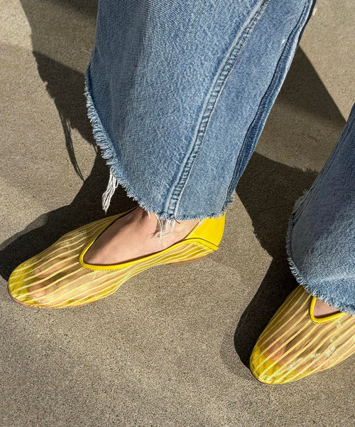 Yellow Women Shoes Mesh Breathable Feet Stylish Splicing Flat FashionChic