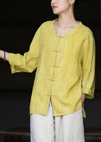 Yellow Low High Design Tie Dye Shirts Fall QB009 HS-LTPS241025