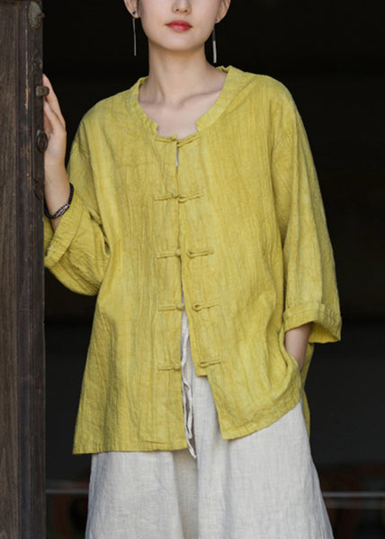 Yellow Low High Design Tie Dye Shirts Fall QB009 HS-LTPS241025