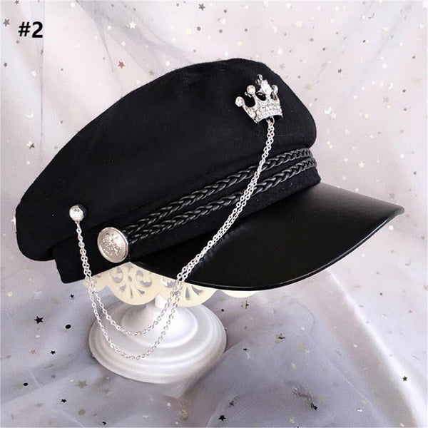3 Black Options with Beret Decorated Chain FashionChic