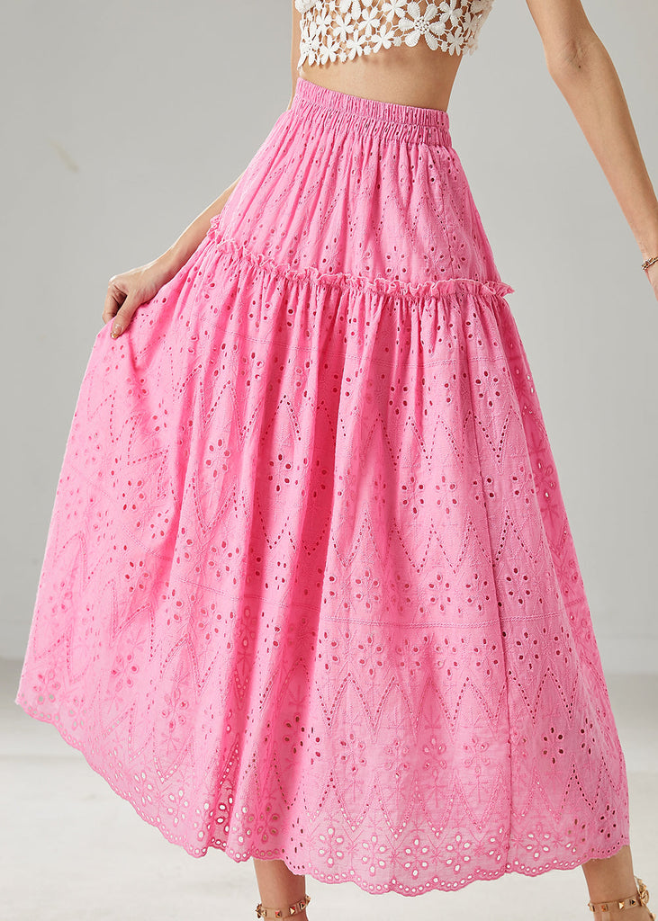 Fine Rose Ruffled Hollow Out Cotton Skirt Summer AZ1046 shopify