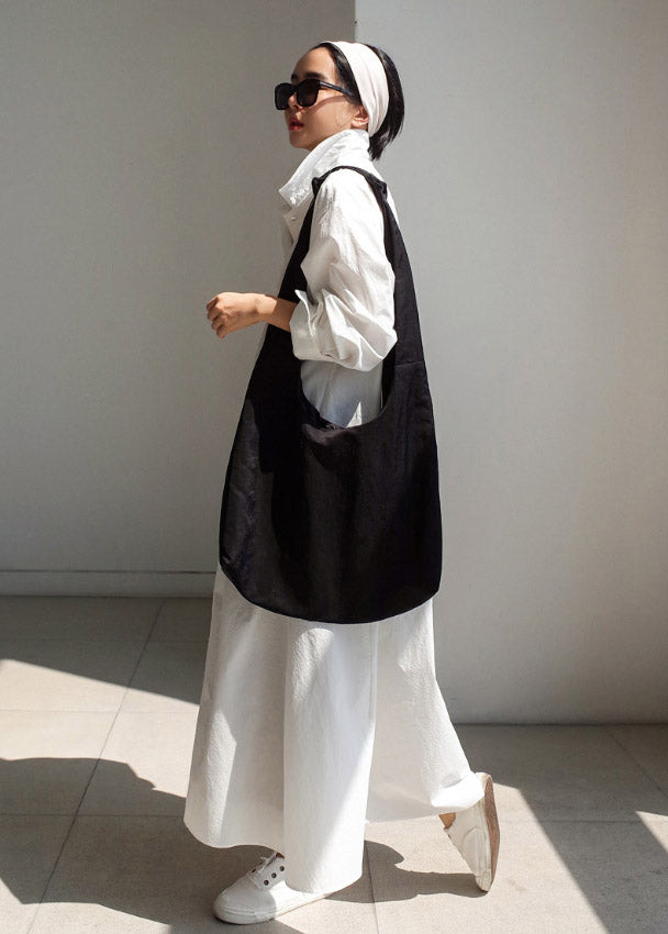 Pan Peter Long Cotton Sleeve Button Boutique Collar Dress White FashionChic