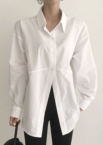 Modern White Peter Pan Collar Button Top Spring TT1004 shopify