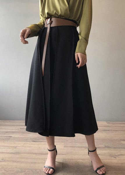 Black Cotton Skirt Exra Large Hem Wrinkled High Waist Fall WD015 HS-SKTS241103