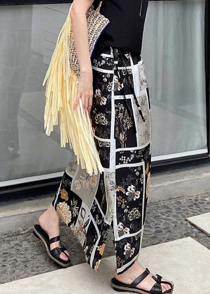 Chic Black Print Side Open High Waist Skirt Summer QP051 OL-SKTS241001