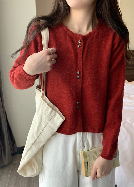 Beautiful Purple O Neck Button Short Knit Coat Fall QC040 shopify