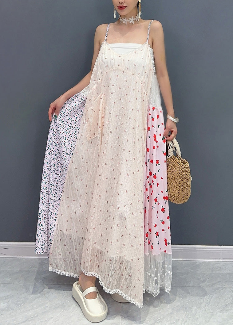 Italian Print Patchwork Tulle Spaghetti Strap Dress Sleeveless AO1055 JDML-SDL240909