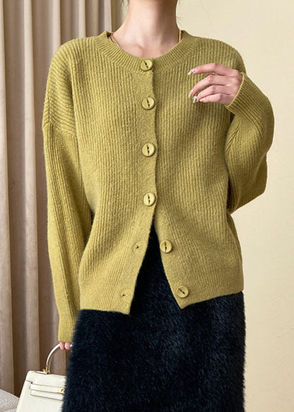 Yellow Cozy Knit Coats O Neck Long Sleeve AF1017 HS-NCT240914