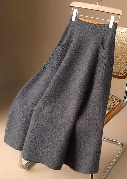 Organic Light Camel Pockets Woolen Knit Skirt Winter RV032 ABC