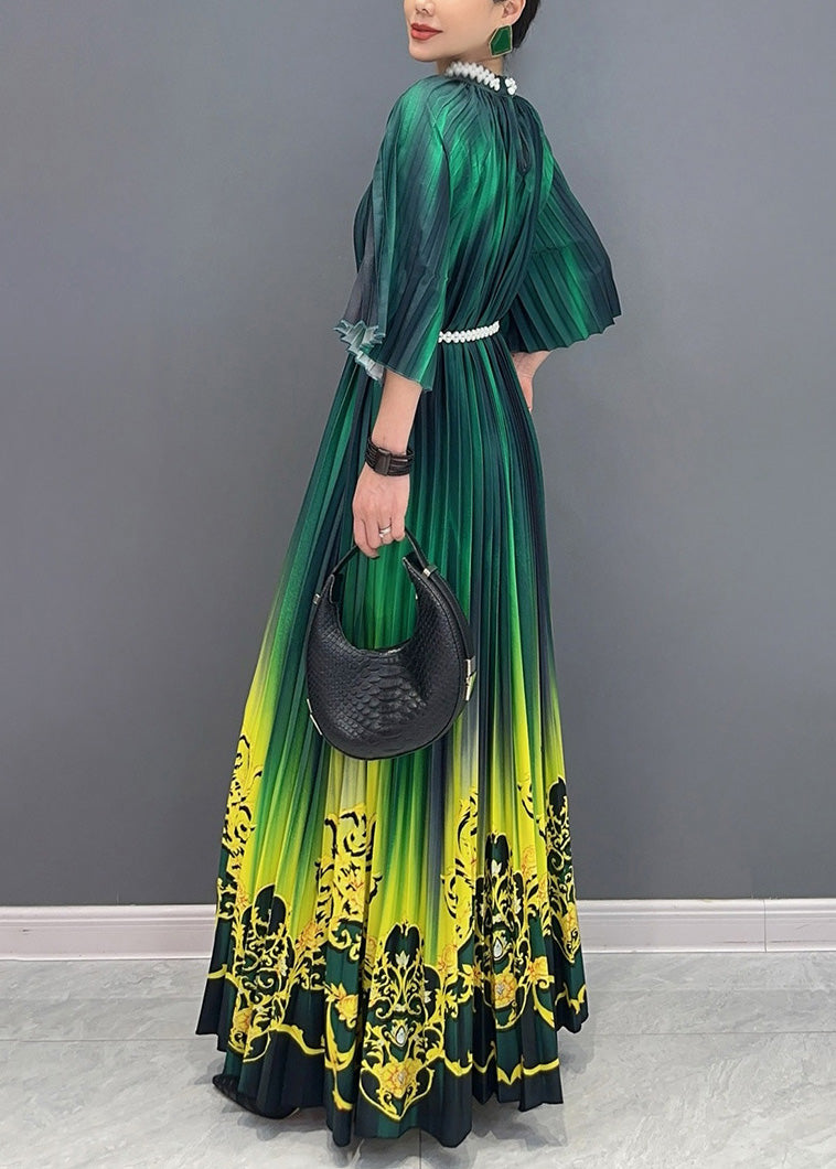 Fashion Gradient Color Green Print Long Dresses Summer AO1036 JDML-SDL240909