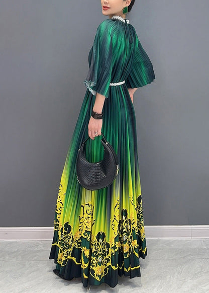 Fashion Gradient Color Green Print Long Dresses Summer AO1036 JDML-SDL240909