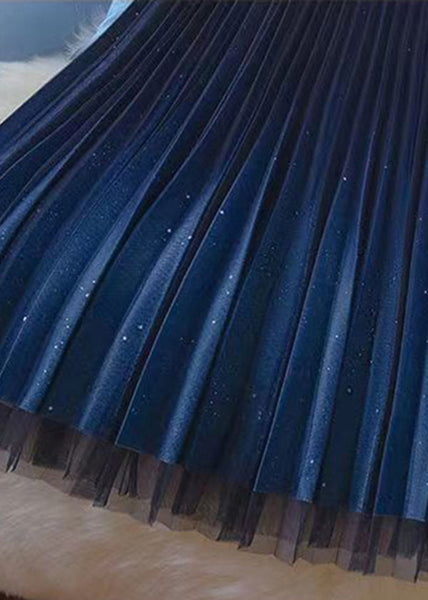French Blue Starry Sky Wear On Both Sides Tulle Pleated Skirt Spring AJ1009 shopify