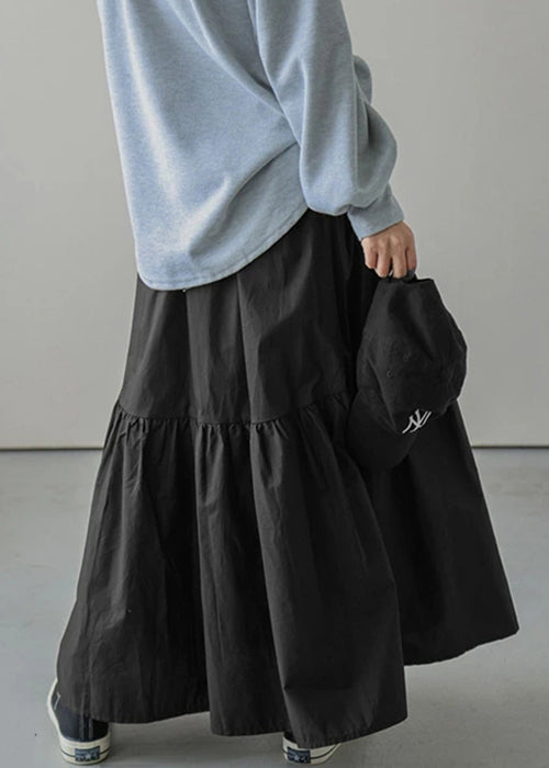 Army Elastic Green Skirt Spring Waist Cotton Loose Wrinkled FashionChic