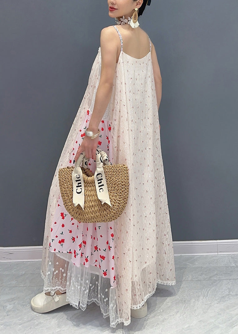 Italian Print Patchwork Tulle Spaghetti Strap Dress Sleeveless AO1055 JDML-SDL240909