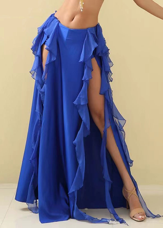 Stylish Sexy Blue Side Open Chiffon Skirts Summer TT1023 shopify