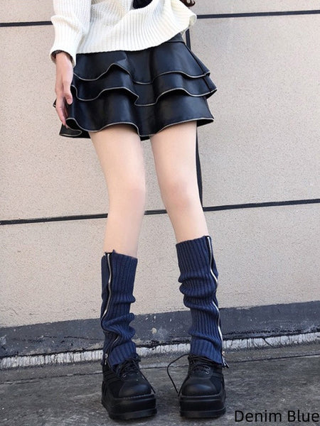 Zipper Colors Design 7 Knitted Leg Warmers FashionChic