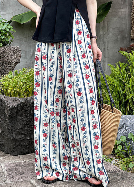 Loose Print Pockets Elastic Waist Wide Leg Pants Summer AF1052 HS-LPTS240914