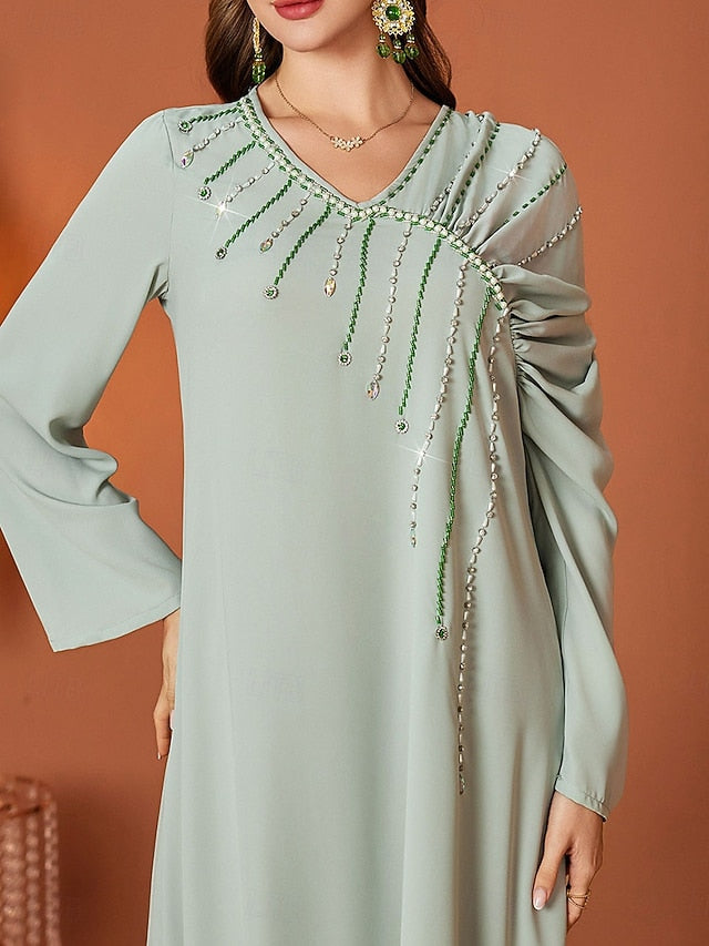 V Elegant of Bride A-Line Floor the Mother Length Neck Dress FashionChic