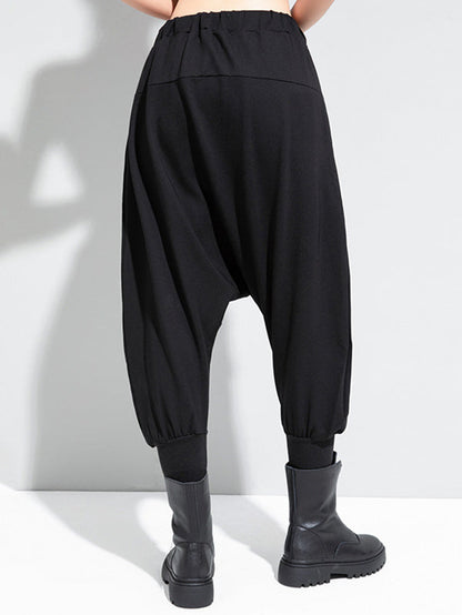 Simple Black Elasticity Waist Pockets Harem Pants WS012 shopify