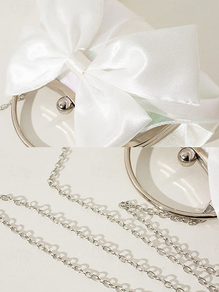 – Evening Bag Elegant Clutch Bow Satin Women's Pearl FashionChic