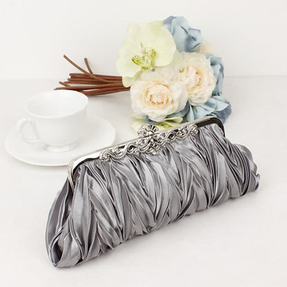White – Women's Elegant Evening Pleated Satin Clutch FashionChic