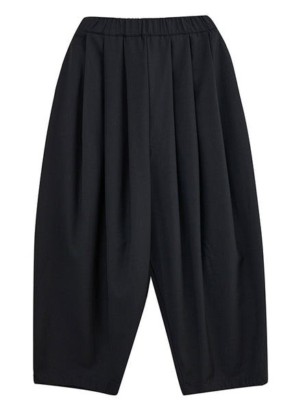 Pockets Crop Waist Elastic Cotton Spring Casual Grey Pants FashionChic