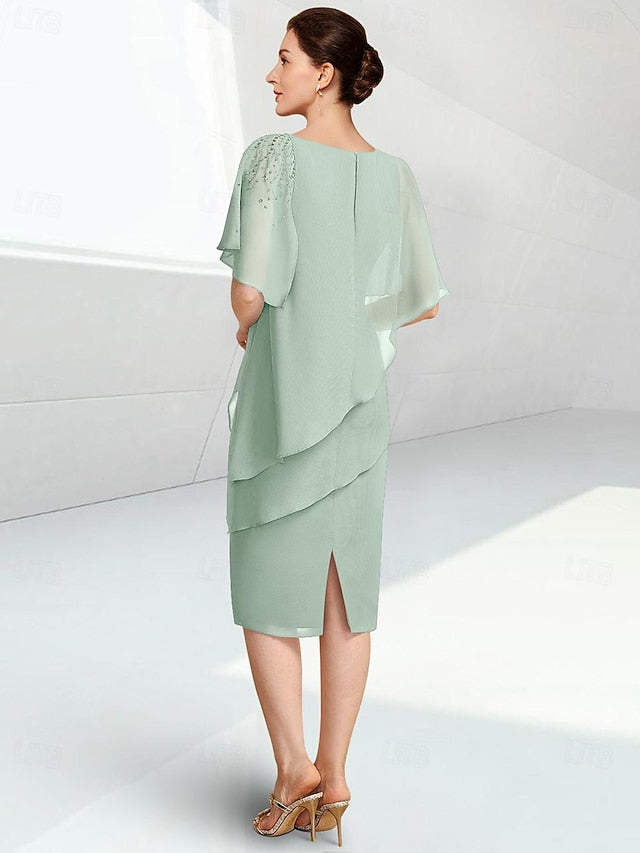 Bride Mother Beach Dress Jewel Elegant Wedding of the Sheath FashionChic