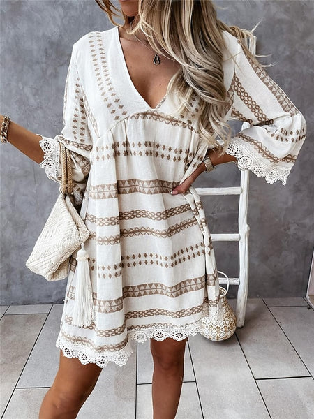 Women's Mini Dress Casual Dress Long Sleeve Boho Dress