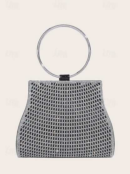 Crystal Ring Handle Evening Elegant Gold – with Clutch FashionChic