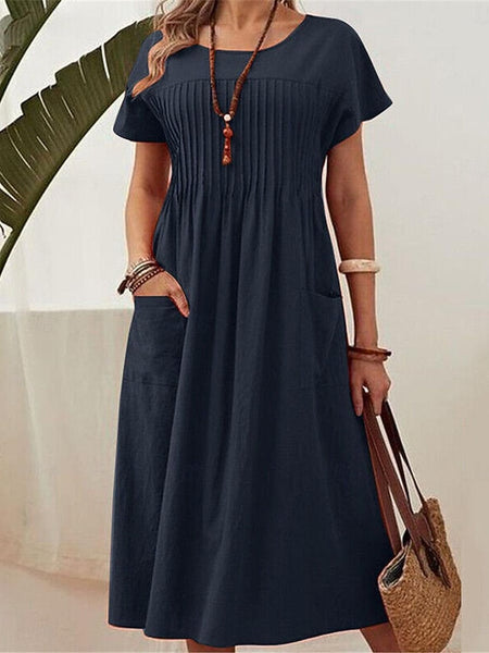 Women's Red Navy Blue Green Summer Spring Midi Dress 100% FashionChic