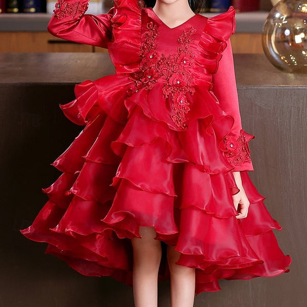 Long Wedding Party Kids Special Dress Sleeve Flower Girls' FashionChic