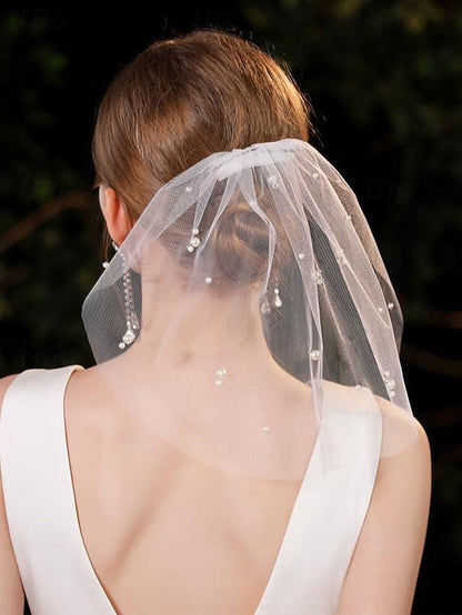 Veil – Pearl Bridal Embellishments Short with Crystal and FashionChic