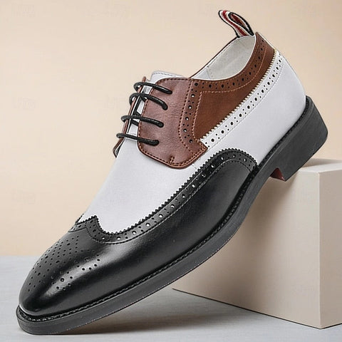 White Men's Wingtip Dress and with Brown Oxford Shoes FashionChic