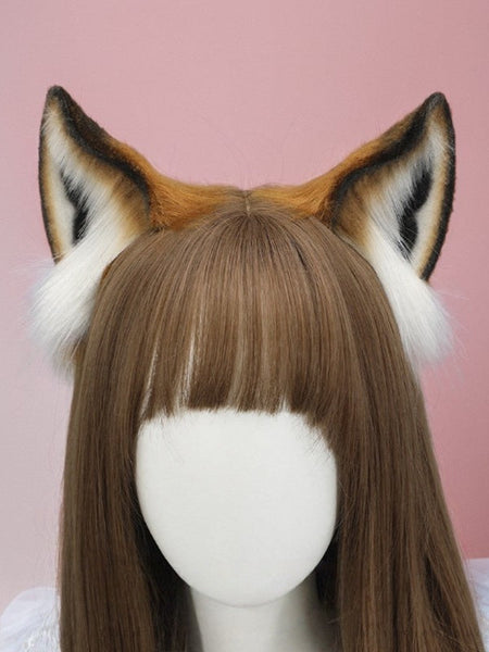 Red Cute KC Brown Lolita Fur Fox Faux Ear FashionChic