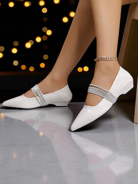 Women's Black Flats Patent Toe Elegant Pointed - Leather FashionChic