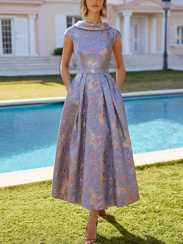 Mother Elegant A-Line of the V Floral Bride Vintage Dress FashionChic