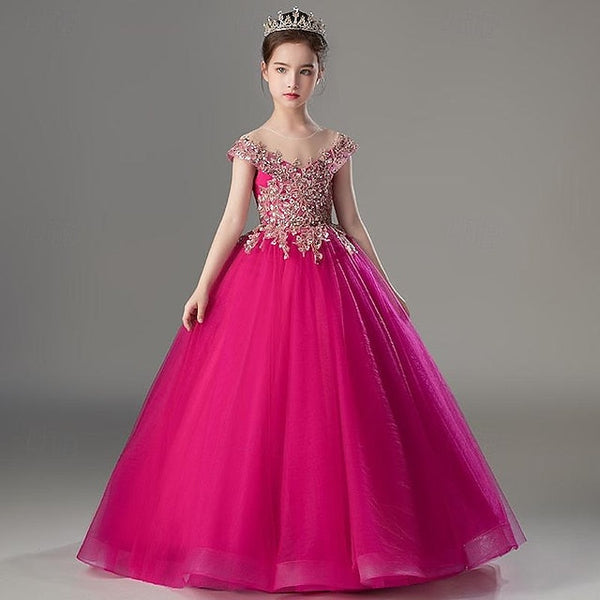 Girls' Short Kids Sleeve Color Solid Dress Party FashionChic