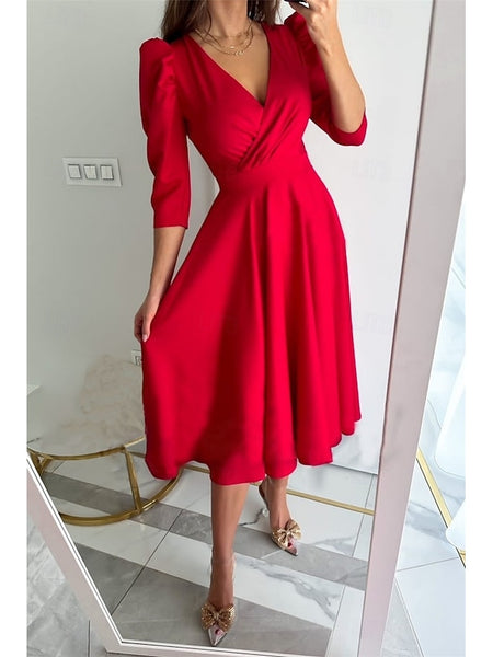 Women's Midi Dress Wrap Dress A Line Dress Casual Daily
