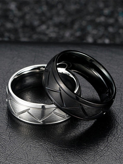 Geometric Rings Steel Men's Pattern Stainless Modern – FashionChic
