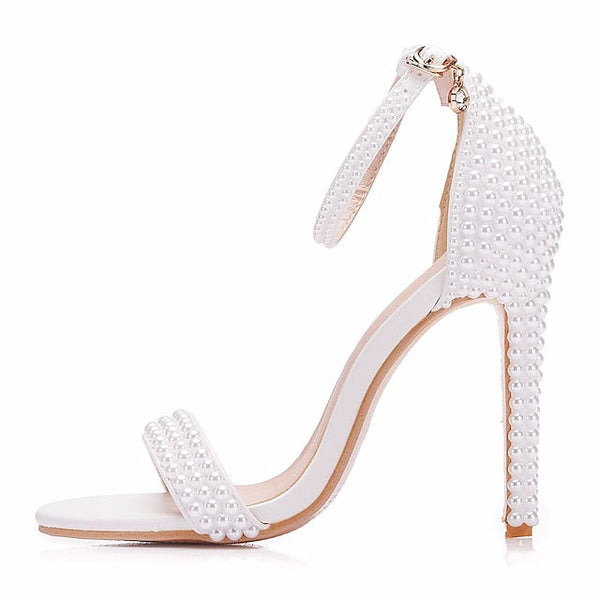 Wedding Elegant Heel High Pearl-Embellished Shoes Women's FashionChic