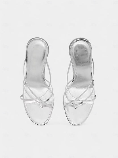 Flat with Metallic Sandals Sculpted Heel Unique - Design Gold FashionChic