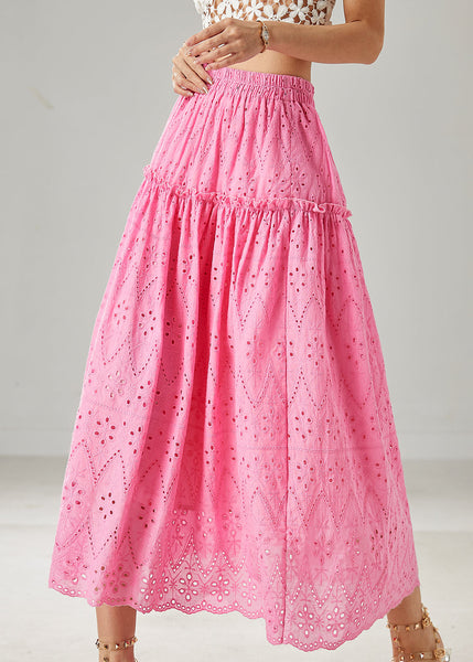 Fine Rose Ruffled Hollow Out Cotton Skirt Summer AZ1046 shopify
