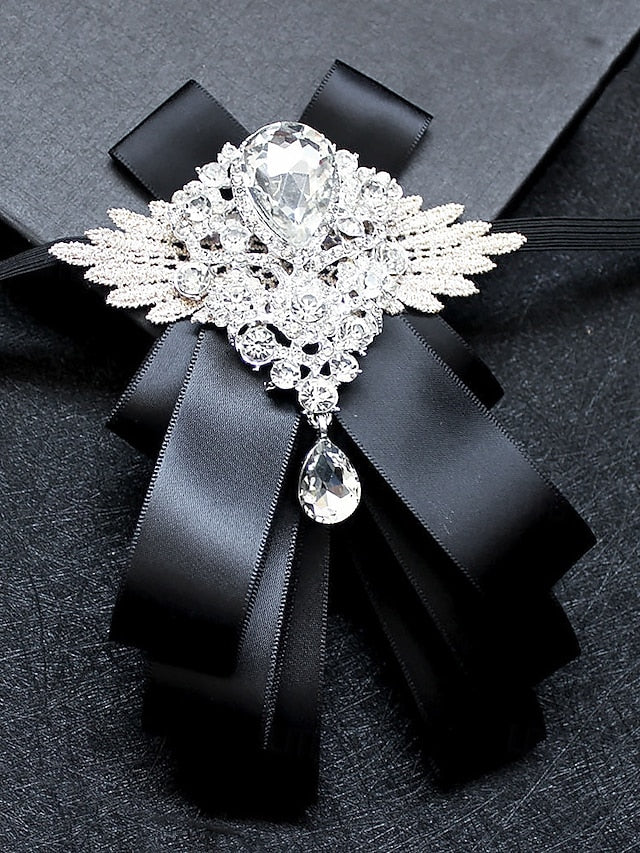Luxury Brooch Bow Pin Tie Men's Crystal - Elegant Ribbon FashionChic