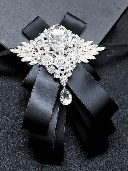 Luxury Brooch Bow Pin Tie Men's Crystal - Elegant Ribbon FashionChic